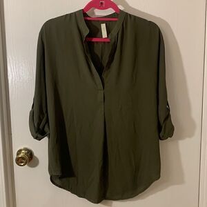 CY USA EUC green sheer long sleeve blouse Size Medium